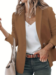 Solid One Button Blazer Casual Long Sleeve Outerwear