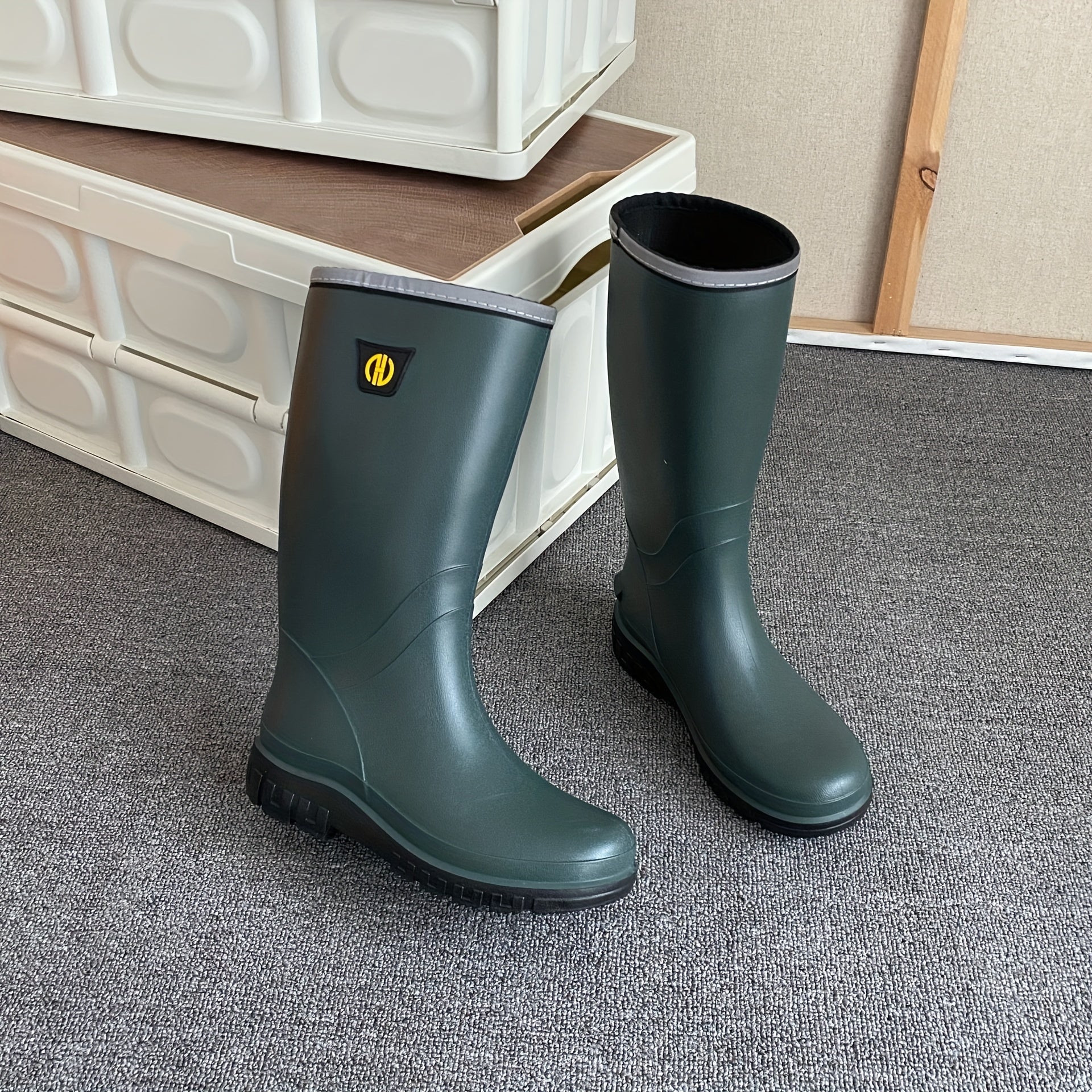 Women's Knee High Rain Boots Waterproof Slip On Shoes