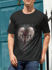 3D Skull Print Men's Graphic Active T-shirt Crew Neck Casual Tee for Summer
