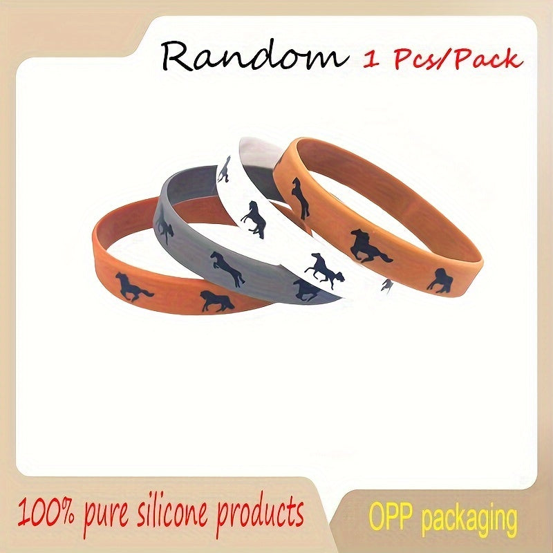 4Pcs Horse Pattern Silicone Bracelet, Random Design