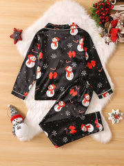 Girls Christmas Print Pajamas Set
