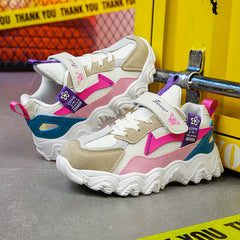 Girls' Low Top Mesh Sneakers Hook And Loop Fastener Lightweight Anti Slip Shoes