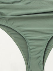Green High Waist Bikini Bottom Ruched Beachwear Swimwear