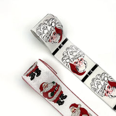 4 57 Meter Santa Christmas Ribbon For DIY Crafting Santa On Wired Edge