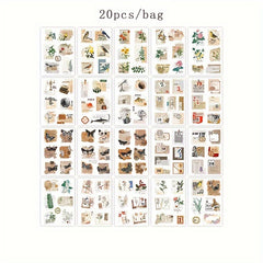 20pcs PET Sticker Book Retro Plant Flower Border Journal Decoration Paper