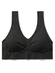 Solid Sports Bra Round Neck Yoga Running Crop Tank Top Women's Activewear