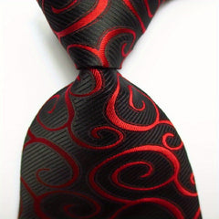 Polyester Cashew Flower Pattern Tie Men's Necktie Set Tie Red Jacquard Woven