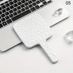 Wave Pattern Square Hand Mirror Small Vanity Mirror Portable Beauty Mirror