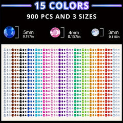 1225pcs Rhinestone Stickers Clear Colorful Self Adhesive Face Gems