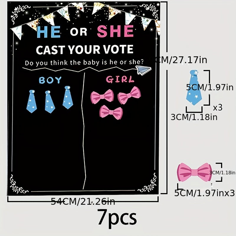 7pcs Gender Reveal Voting Sticker Set