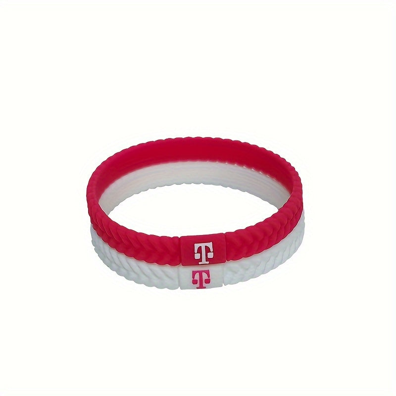 2pcs Sports Silicone Bracelets With Letters