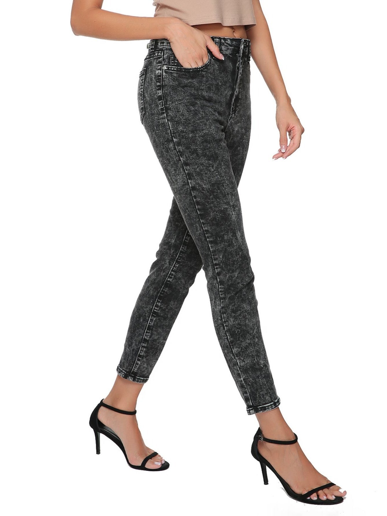 High Waisted Skinny Leg Jeans High Stretchy Denim Pants Women's Clothing
