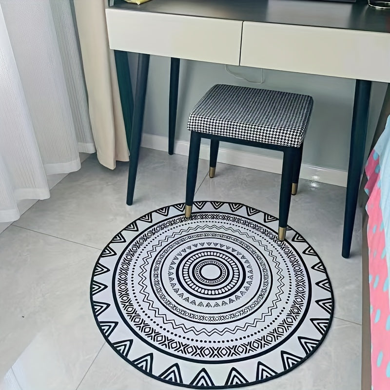 Modern Geometric Round Area Rug for Living Room and Bedroom 35.5 x 35.5
