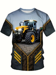 Boys' Tractor Graphic T Shirt 3D Print Stretchy Tee for Summer Fun
