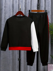 Boy's 2pcs Sweatshirt & Sweatpants Set Casual Outfits For Spring Fall