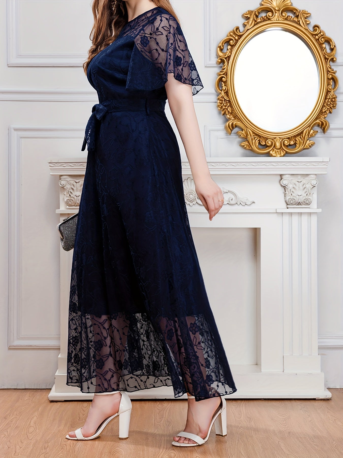 Bridesmaid Dress Solid Lace Maxi Evening Formal Dress