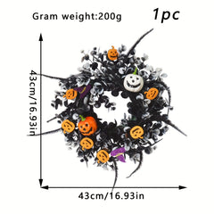 Artificial Pumpkin Wreath 43cm - Halloween Party Decoration