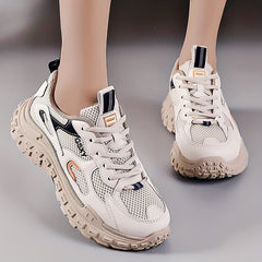 Women's Mesh Chunky Sneakers Breathable Lace Up Low Top Sports Shoes