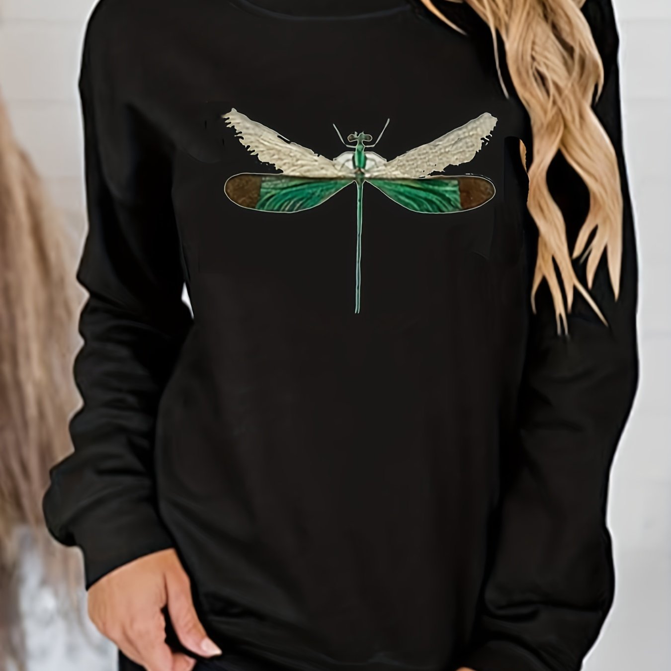 Dragonfly Print Sweatshirt for Women