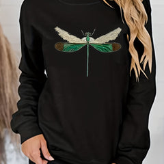 Dragonfly Print Sweatshirt for Women