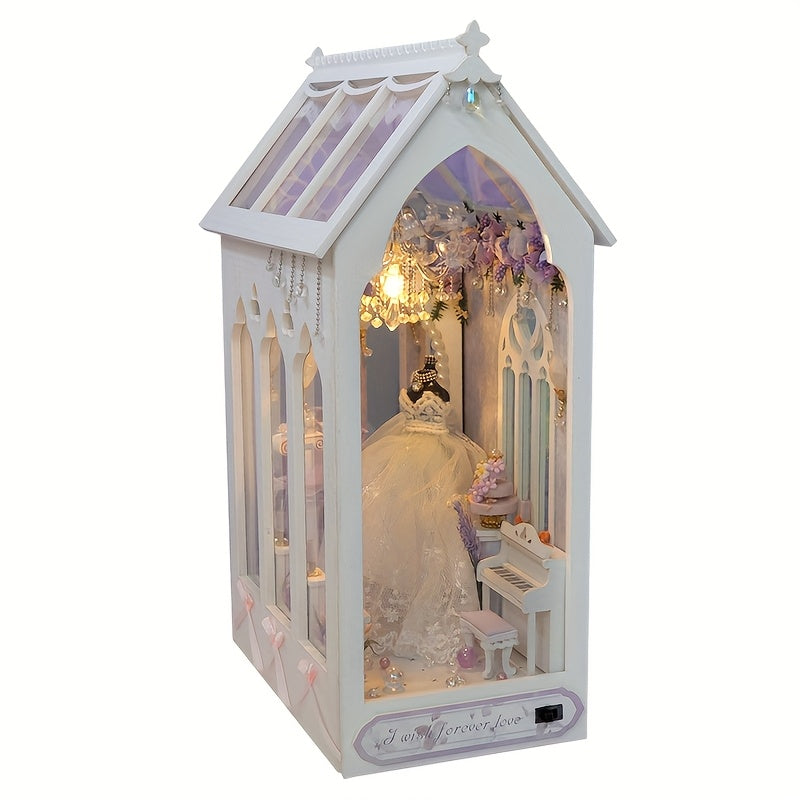 DIY Dollhouse Kit Wedding Scene with Chandelier & Floral Decor
