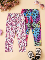 2pcs Baby Girl's Leopard Print Leggings Soft & Comfortable Trousers