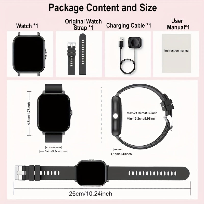 83-Inch Fitness Tracker Smartwatch with Customizable Dial and Wireless Calling