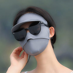 UV Protection Sunshade Mask With Brim Solid Ice Silk Face Covering Balaclava