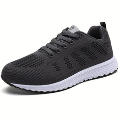 Women's Solid Running Shoes Mesh Outdoor Sneakers Lace Up Sports Shoes