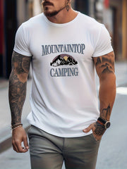 Mountain Top Camping Print Men's Graphic Crew Neck T shirt