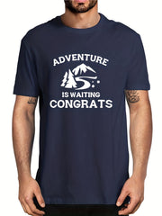 Adventure Is Waiting Mountain Graphic T shirt Men's Tee