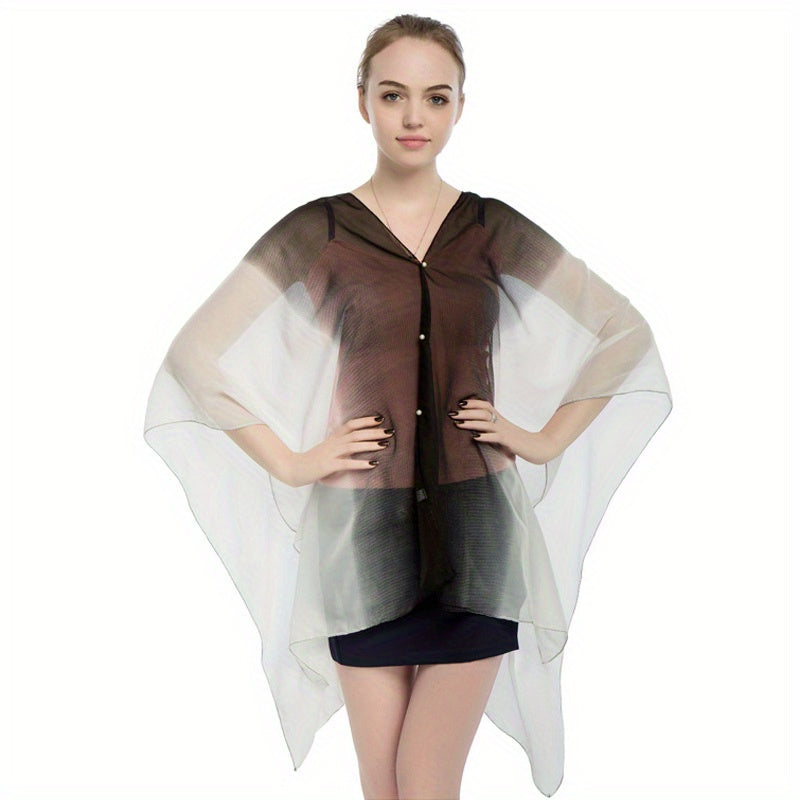 Gradient Chiffon Large Shawl Boho Loose Pullover Shawl