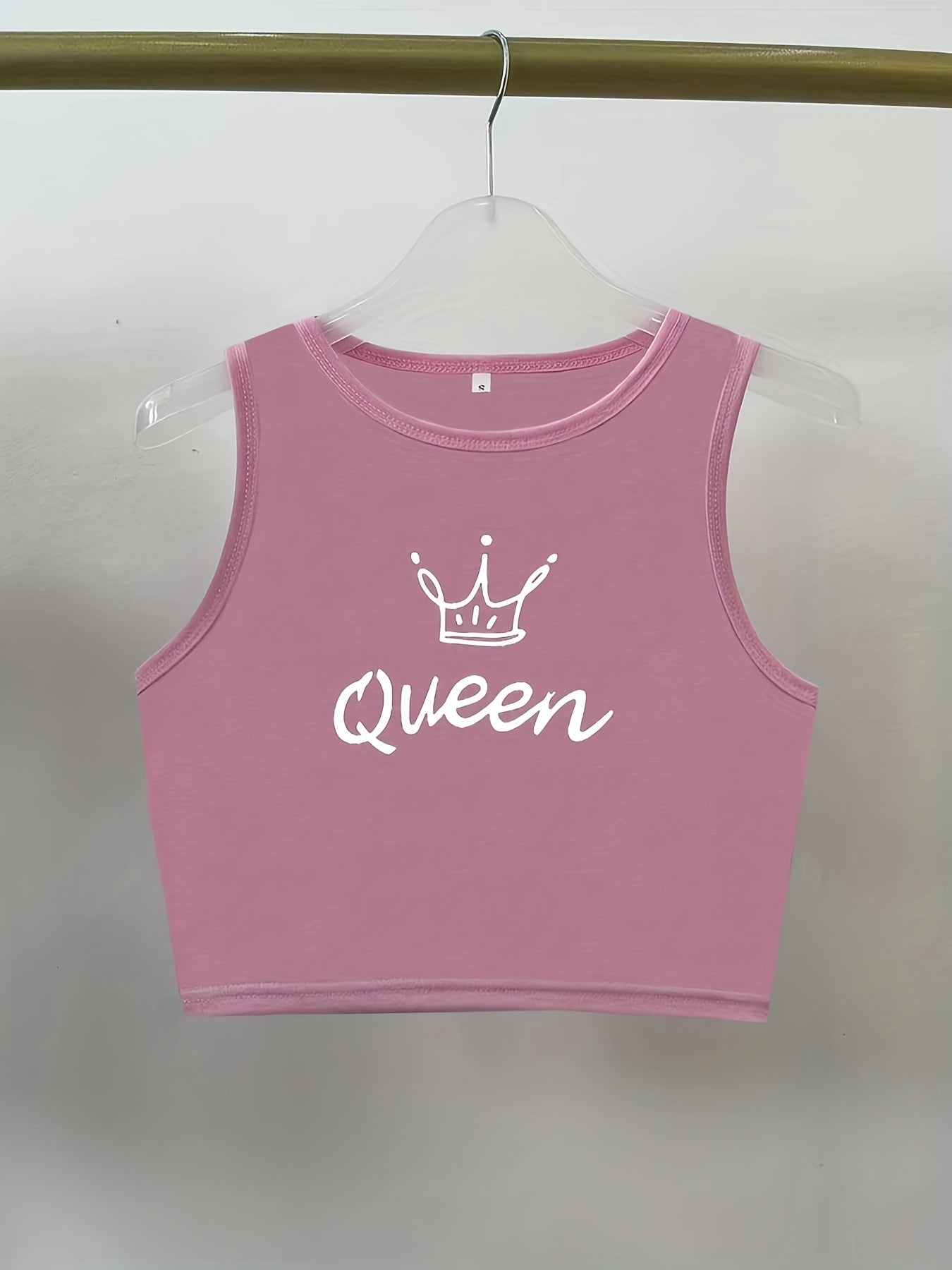 Queen Print Crop Tank Top Sleeveless Sexy Casual Top