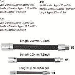 1/4 3/8 1/2 Inch Flexible Socket Extension Bar Set