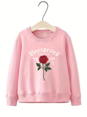 Geo Rose Flower Graphic Sweatshirt for Girls Long Sleeve Top Pullovers