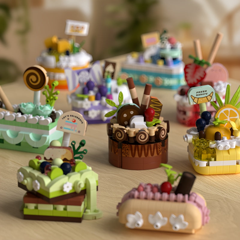 DIY Building Blocks Cake Set Strawberry Tea Party Playset