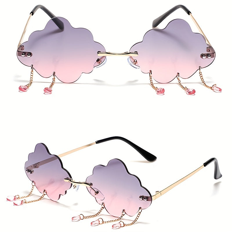 Men's Rimless Metal Charm Sunglasses + Case