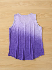 Cat Prin Gradient V Neck Tank Top for Women