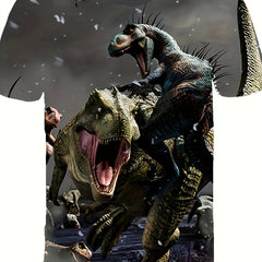 Boy's Dino Print T-shirt Active Stretch Short Sleeve Tee Kid's Clothing