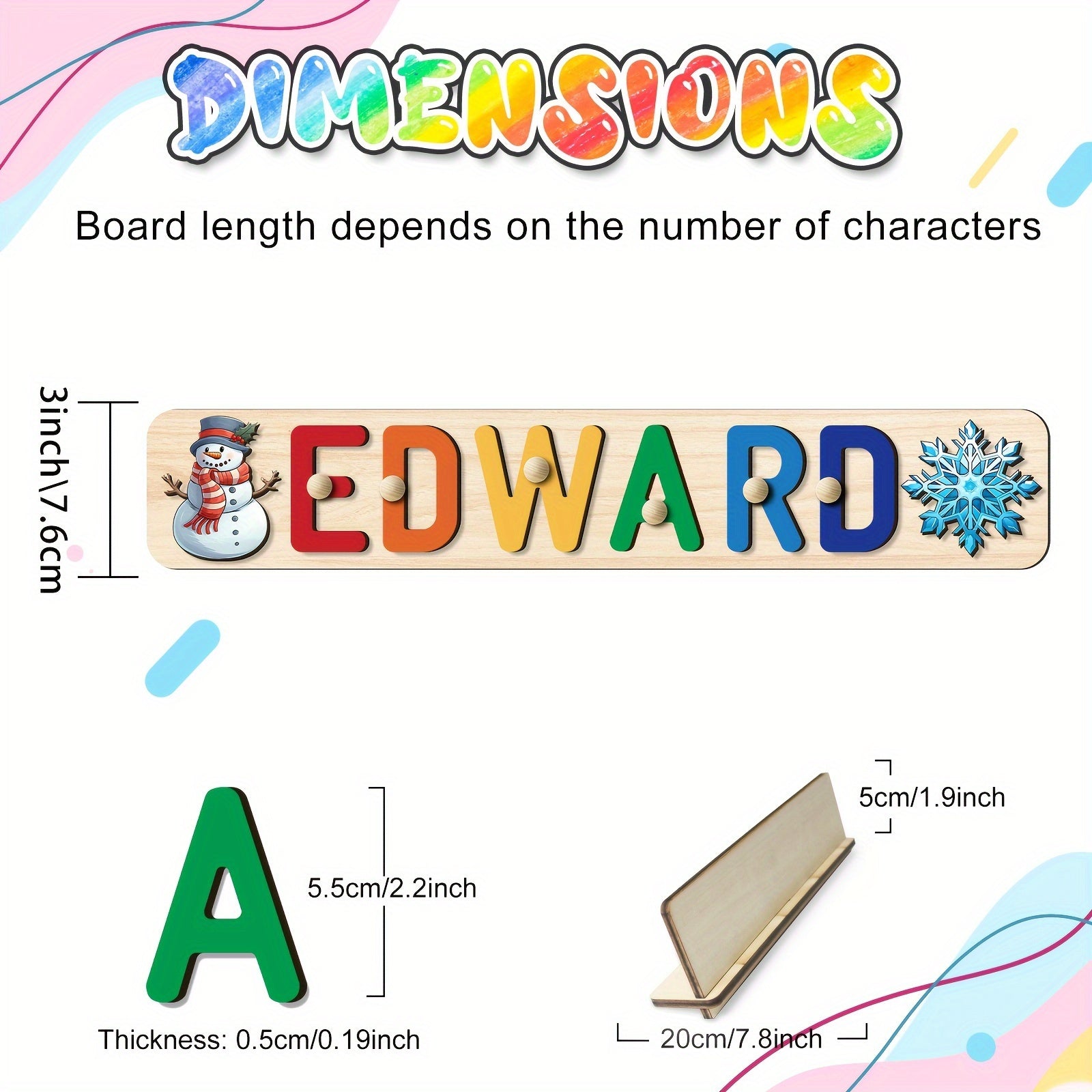 Personalized Wooden Puzzle for Babies - 1st Christmas