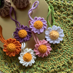Flower Knit Keychain Crochet Bag Key Chain Keyring Charm