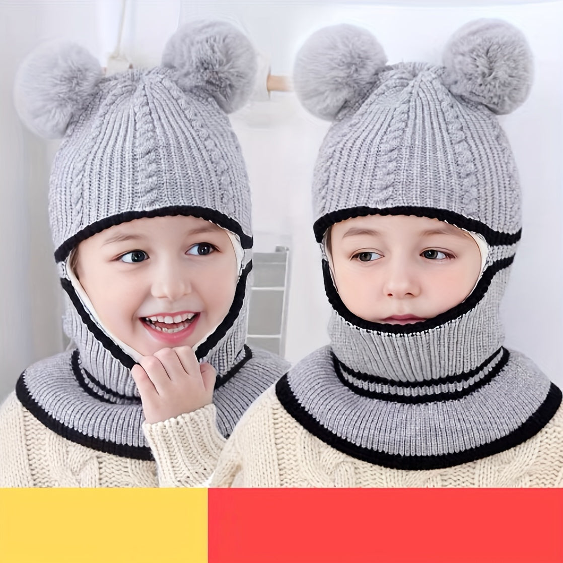 Kids Winter Hat with Mask Neck Gaiter