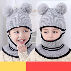 Kids Winter Hat with Mask Neck Gaiter