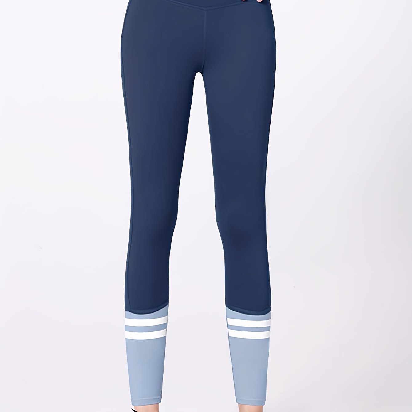 Striped High Waisted Leggings Tummy Control Yoga Pants