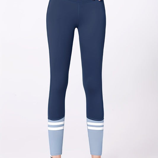 Striped High Waisted Leggings Tummy Control Yoga Pants