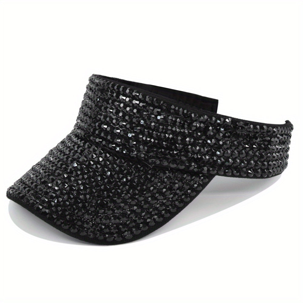 Rhinestone Summer Visor Hat UV Protection Sun Hat