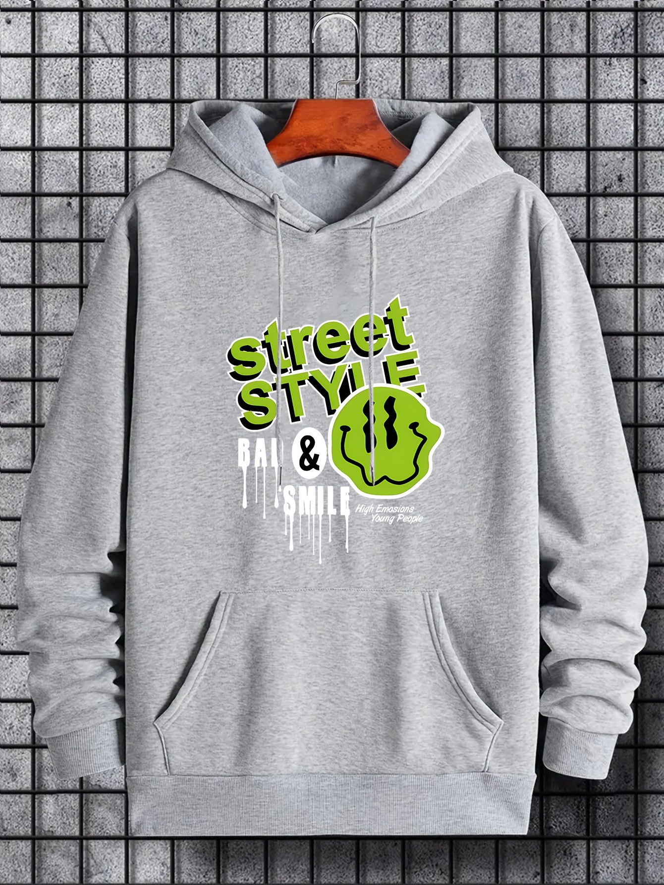 Men's Street Style Print Hoodie Drawstring Hooded Sweatshirt