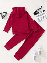 Boys 2pcs Hoodie & Pants Reflective Print Crew Neck Pullover Top