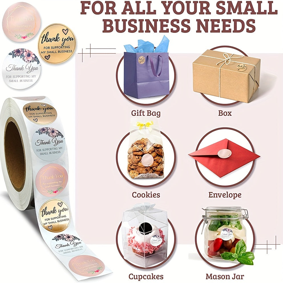 500pcs Thank You Stickers For Small Business 2 3 Pattern Gift Sealing Stickers