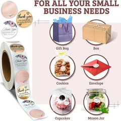 500pcs Thank You Stickers For Small Business 2 3 Pattern Gift Sealing Stickers